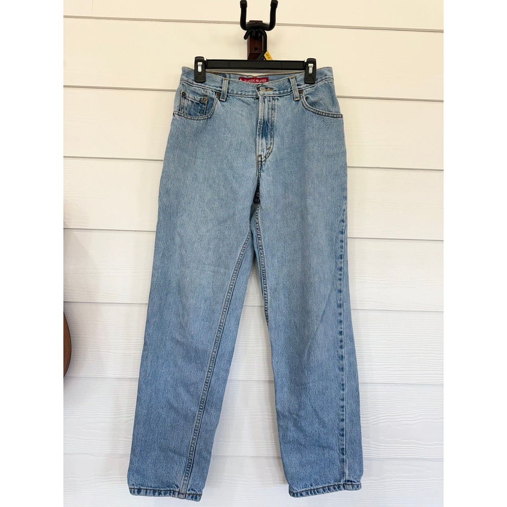 D- 67- Levis 550 Classic Relaxed Jeans Light Wash Denim High Waisted Tapered Leg